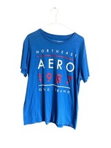 Aeropostale T-Shirt Men&#39;s Size L Short Sleeve Graphic Blue  Northeast - £12.83 GBP