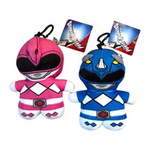 2017 Power Rangers Plush Keychain Set - Pink & Blue Rangers With Zipper Pouch - $311.15 MXN