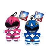 2017 Power Rangers Plush Keychain Set - Pink & Blue Rangers With Zipper Pouch