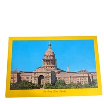 Postcard The Texas State Capitol In Austin Yellow Border Chrome Unposted - £5.49 GBP