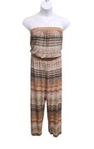 Mlle Gabrielle Jumpsuit Womens  2x Chevron Print Wide Leg Strapless Vacation  - £14.32 GBP