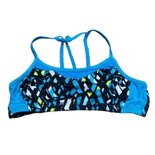 Champion Girls Large Bralette Swimwear Top Blue Geometrical Pattern Bright  - £10.92 GBP