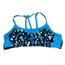 Champion Girls Large Bralette Swimwear Top Blue Geometrical Pattern Bright  - $13.99