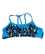Champion Girls Large Bralette Swimwear Top Blue Geometrical Pattern Bright  - £10.95 GBP