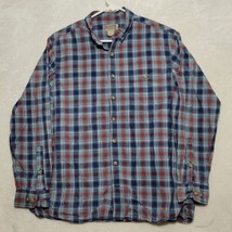 Duluth Trading Company Men&#39;s Shirt Sz L Tall Blue Stripe Button Up Long Sleeve - $23.87