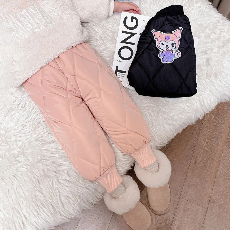 Kawaii Cartoon Autumn Winter Sanrio Kuromi Cotton Pants Cute Girls Elementary - £19.37 GBP