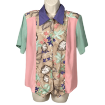 Maggie Sweet Vintage Button Up Collared Shirt ~ Sz S ~ Short Sleeve ~ Multicolor - £17.97 GBP