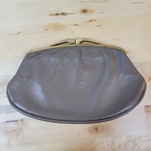 Vintage Clasp Clutch Pocketbook Womens 7&quot; Gray Gold Frame Purse Evening Bag - $16.69