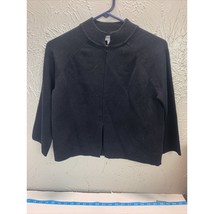 Designers Originals Cropped Cardigan Sweater Black Raglan Womens Size Small - $371.56 MXN