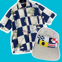 Vintage Nautica Lot Bundle Shirt and Hat 90s Mens Size Large Retro Button Up - £28.66 GBP