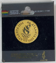 1996 Atlanta Olympic Torch Lapel Pin Gold Tone Round Circle - £3.00 GBP