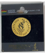 1996 Atlanta Olympic Torch Lapel Pin Gold Tone Round Circle - £2.94 GBP