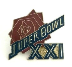 1987 NFL Super Bowl XXI Silver Tone Enamel Lapel Pin Rose Bowl California VTG - $7.29