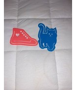 Lisa Frank Blue Kitten Cat and Neon Orange Sneaker Shoe Stencils Vintage 1980s - $20.00