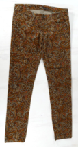 Prana Paisley Corduroy Slim Straight Leg Pants Classic 5-Pocket Womens Size 10 - £26.54 GBP