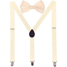 Men AB Elastic Band Macaroon Cream Suspender With Maching Polyester Bowtie - $4.84