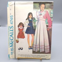 UNCUT Sewing PATTERN McCalls 4745, Girls 1975 Pinafore Jumper and Blouse... - $18.39
