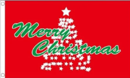 Merry Christmas White Stars Red 3&#39;X5&#39; Flag ROUGH TEX® 68D - $14.98