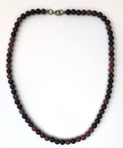 Vintage Shiny Beaded Necklace Shades of Brown Dainty 16&quot; - £7.99 GBP