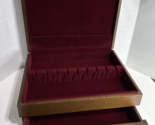 Oneida Wood Storage Case Box Dark Brown Purple Velvet Flatware Silverwar... - $49.95
