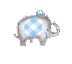 Giant Floral Blue Elephant Boy Baby Shower 1 29&quot; Mylar Foil Balloon - £4.74 GBP