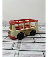 Vintage 1969 Fisher Price Little People Mini Bus #141 Red White 5 Seats ... - $15.99