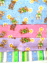 FABRIC SPX Boyd Bears Hanging to a Star 4 Piece Sampler Blue Pink Lilac $4.95 - £3.95 GBP