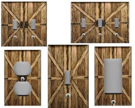 BROWN BARN DOORS Image Wall Decor Light Switch Plates and Outlets - £5.68 GBP+