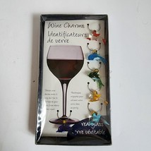 Wine Charms Glass Dolphin Cocktail Markers New in Box Set of 6 - £4.69 GBP