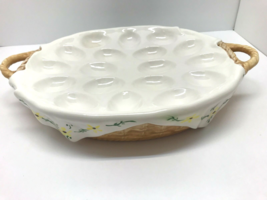Egg Basket, Egg Serving Tray, Devil Eggs Easter Springtime Vintage Ceramic - $24.99