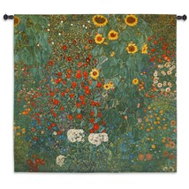 53x53 FARM GARDEN WITH SUNFLOWERS Gustav Klimt Floral Art Tapestry Wall ... - $188.10