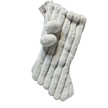 Hobby Lobby 2023 White Ribbed Soft Faux Fur Christmas Stocking with Tag 18&quot; - £10.35 GBP