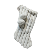 Hobby Lobby 2023 White Ribbed Soft Faux Fur Christmas Stocking with Tag 18&quot; - £10.39 GBP