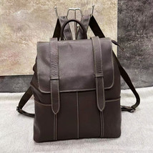  Genuine Leather Ladies&#39; Bags Backpack Black Cowhide Casual Travel Backpack Bag - £69.32 GBP