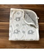 Blankets &amp; Beyond Owls Elephants White Gray Blue Baby Blanket - $18.99