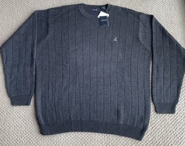 IZOD 100% cotton charcoal gray men&#39;s cable knit pullover sweater Sz Large - $28.05