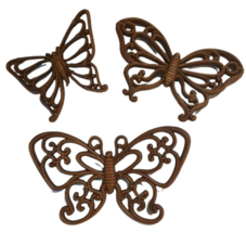 3 Vintage Brown Syroco Homco 70&#39;s Butterflies Wall Decor MCM Made In USA - £19.57 GBP