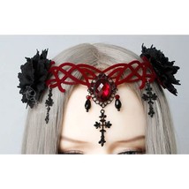 Gothic Flower Rhinestone Headband Party Cosplay Hair Accessory - £10.21 GBP