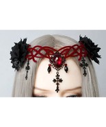 Gothic Flower Rhinestone Headband Party Cosplay Hair Accessory - £10.14 GBP
