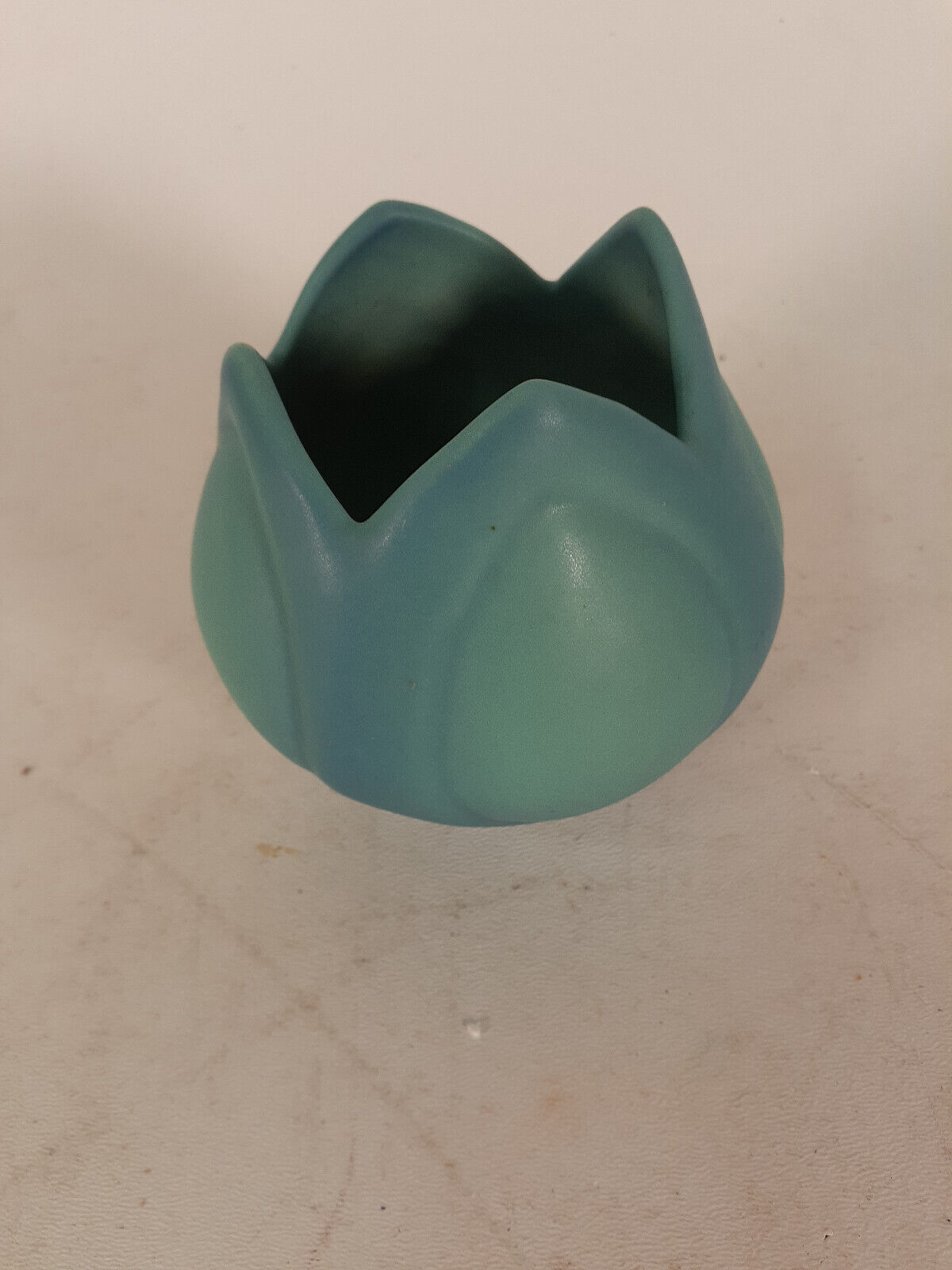 Primary image for Van Briggle Art Pottery Tulip Flower Bowl, Blue/Turquoise Matte Glaze, 4"T