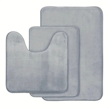 3pcs Light Grey Memory Foam Bathroom Mat Set - £18.91 GBP