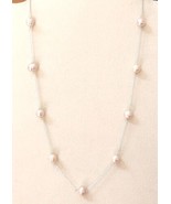 Pink Freshwater Pearl Station Necklace 18 Inches in 925 Solid Sterling S... - £22.39 GBP