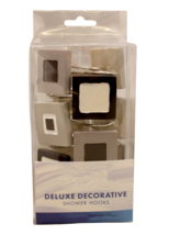 Square Shower Curtain Hooks – 12-Piece Hand-Painted Polyresin Set, Gray &amp; Brown - £9.94 GBP