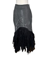 Chagall Gray Black Lace Ruffle Bead Sequin Embellished Cocktail Party Sk... - $108.30 CAD