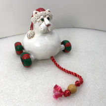 2000 Vicki Thomas Funny Bones White Christmas Cat Santa Hat Pull Car Toy... - £23.13 GBP