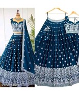 Blue Lehenga Choli Bollywood Lehenga Designer Party Indian Wedding Saree... - £60.89 GBP