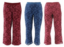 Linea Louis Dell&#39;Olio Pull-On Lace Pants in Indigo or Boysenberry Sizes ... - $49.99