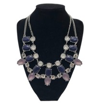 Lia Sophia Women&#39;s Chunky Link Statement Necklace Purple Rhinestone Fashion - £23.67 GBP