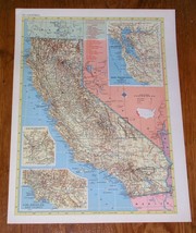 1953 Vintage Map Of California Los Angeles San Francisco / Verso Arkansas - £15.09 GBP