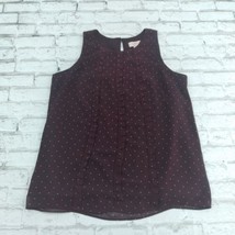 Loft Blouse Womens Small Red Polka Dot Sleeveless Lined Top Ruffle Front - £13.97 GBP